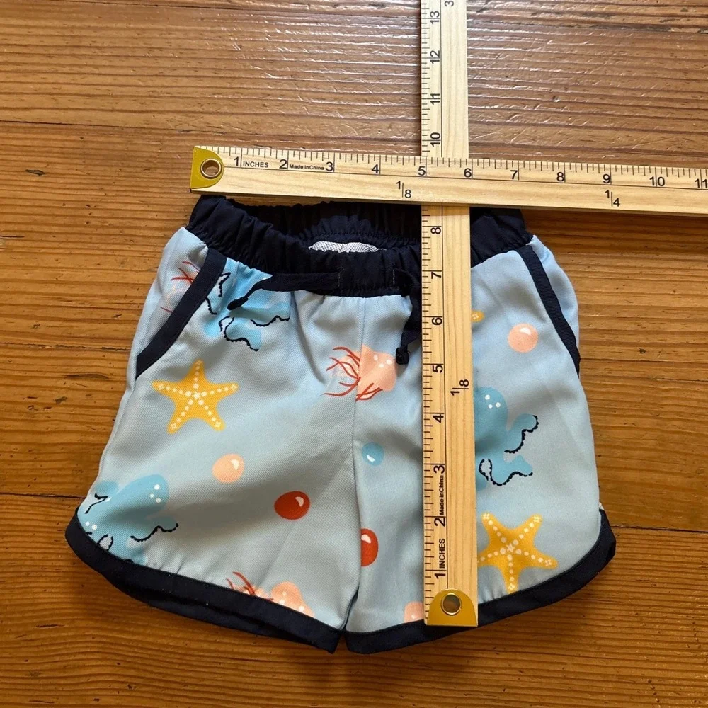 Monica + Andy Swim Trunks Kids‎ Blue Under the Sea Octopus Starfish SIZE 9-12M
